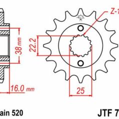 JTF736.16 FRONT REPLACEMENT SPROCKET 16 TEETH 520 PITCH NATURAL CHROMOLY STEEL ALLOY