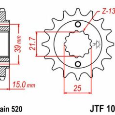 JTF1042.15 FRONT REPLACEMENT SPROCKET 15 TEETH 520 PITCH NATURAL SCM420 CHROMOLY STEEL ALLOY