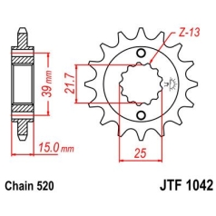 JTF1042.16 FRONT REPLACEMENT SPROCKET 16 TEETH 520 PITCH NATURAL SCM420 CHROMOLY STEEL ALLOY