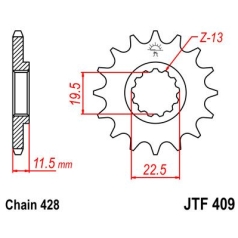JTF409.15 FRONT REPLACEMENT SPROCKET 15 TEETH 128 PITCH NATURAL SCM420 CHROMOLY STEEL ALLOY