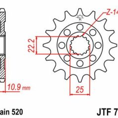 JTF707.16 FRONT REPLACEMENT SPROCKET 16 TEETH 520 PITCH NATURAL SCM420 CHROMOLY STEEL ALLOY