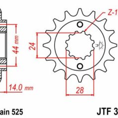 JTF314.16RB FRONT RUBBER CUSHIONED SPROCKET 16 TEETH 525 PITCH NATURAL SCM420 CHROMOLY STEEL ALLOY