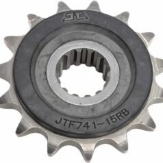 JTF741.15RB FRONT RUBBER CUSHIONED SPROCKET 15 TEETH 525 PITCH NATURAL SCM420 CHROMOLY STEEL ALLOY