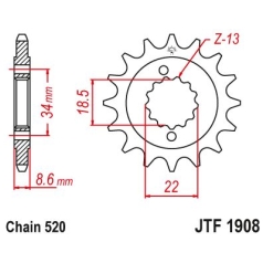 JTF1908.15 FRONT REPLACEMENT SPROCKET 15 TEETH 525 PITCH NATURAL CHROMOLY STEEL