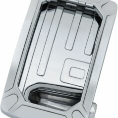 LICENSE PLATE HOLDEDR NOVA CURVED SIDE MOUNT VERTICAL CHROME