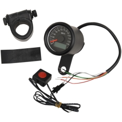 1.8" ELECTRONIC SPEEDOMETER BLACK HOUSING BLACK FACE
