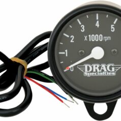 2.4" TACHOMETER 8000RPM BULB BLACK HOUSING BLACK FACE