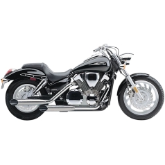 EXHAUST SYSTEM 2 INTO 2 CLASSIC DELUXE STAGGERED DUAL SLASH CUT CHROME