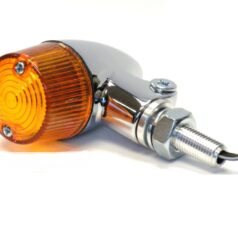 MARKER LIGHT E-MARK ALUMINUM ROUND CHROME BODY AMBER LENS