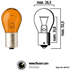 BULB SINGLE FILAMENT 12V PY21W BAU15S AMBER 10PK