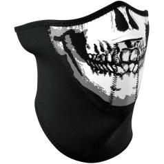 HALF FACE MASK WITH NECK SHIELD 3-PANEL SKULL FACE ONE SIZE