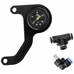 Twin Cam Rocker Box Mounted Black Air Ride Pressure Gauge Kit 5/32 (4 mm)