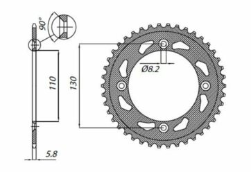 1-2044 REAR REPLACEMENT SPROCKET 42 TEETH 428 PITCH NATURAL STEEL