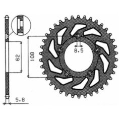 1-3100 REAR REPLACEMENT SPROCKET 40 TEETH 520 PITCH NATURAL STEEL