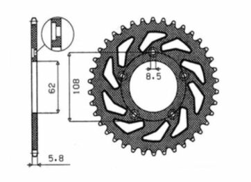 1-3100 REAR REPLACEMENT SPROCKET 40 TEETH 520 PITCH NATURAL STEEL