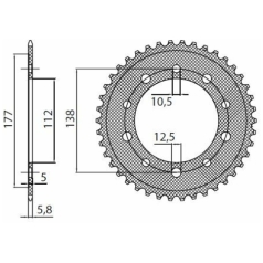 1-3485 REAR REPLACEMENT SPROCKET 39 TEETH 520 PITCH NATURAL STEEL