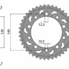 1-5500 REAR REPLACEMENT SPROCKET 44 TEETH 530 PITCH NATURAL STEEL