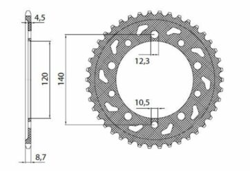 1-5500 REAR REPLACEMENT SPROCKET 45 TEETH 530 PITCH NATURAL STEEL