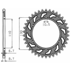 1-5480 REAR REPLACEMENT SPROCKET 39 TEETH 530 PITCH NATURAL STEEL