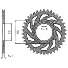 1-3085 REAR REPLACEMENT SPROCKET 38 TEETH 520 PITCH NATURAL STEEL