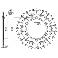 8-3631 REAR REPLACEMENT SPROCKET 48 TEETH 520 PITCH NATURAL STEEL