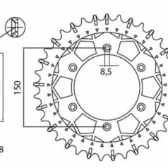 8-3619 REAR REPLACEMENT SPROCKET 49 TEETH 520 PITCH NATURAL STEEL