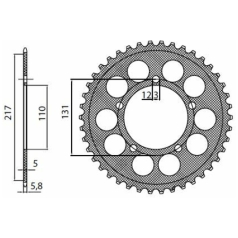 5-3467 REAR LIGHTWEIGHT SPROCKET 45 TEETH 520 PITCH NATURAL ALUMINIUM