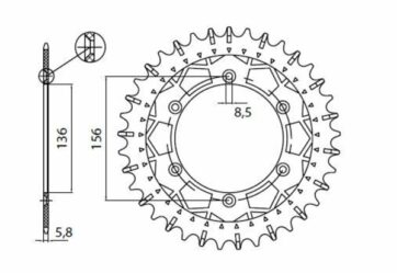 8-3631 REAR REPLACEMENT SPROCKET 51 TEETH 520 PITCH NATURAL STEEL