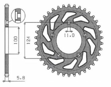 5-3437 REAR LIGHTWEIGHT SPROCKET 37 TEETH 520 PITCH NATURAL ALUMINIUM