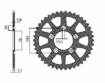 5-4216 REAR LIGHTWEIGHT SPROCKET 43 TEETH 525 PITCH NATURAL ALUMINIUM
