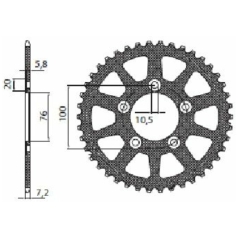 5-4216 REAR LIGHTWEIGHT SPROCKET 45 TEETH 525 PITCH NATURAL ALUMINIUM