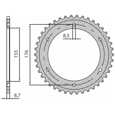 5-5698 REAR LIGHTWEIGHT SPROCKET 43 TEETH 530 PITCH NATURAL ALUMINIUM