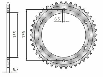 5-5698 REAR LIGHTWEIGHT SPROCKET 44 TEETH 530 PITCH NATURAL ALUMINIUM