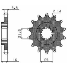 389 FRONT REPLACEMENT SPROCKET 14 TEETH 520 PITCH BLACK STEEL