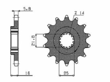 389 FRONT REPLACEMENT SPROCKET 14 TEETH 520 PITCH BLACK STEEL