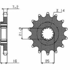 415 FRONT REPLACEMENT SPROCKET 14 TEETH 525 PITCH BLACK STEEL