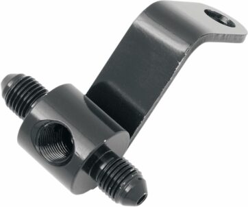 BRAKE TEE/ BRAKE SWITCH BODY WITH MOUNT REAR BLACK 2x MALE 3/8x24 JIC/UNF 1x FEMALE 1/8 NPT H-D XL