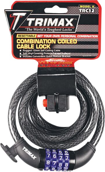TRIMAX CABLE-LOCK RESETTABLE COMBINATION 12'X6MM