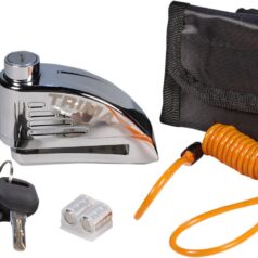 TRIMAX DISC-LOCK ALARMED WITH REMINDER CABLE 10MM PIN CHROME