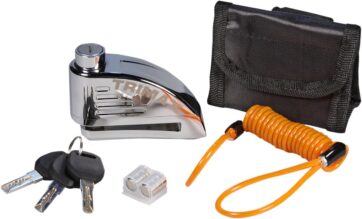 TRIMAX DISC-LOCK ALARMED WITH REMINDER CABLE 10MM PIN CHROME
