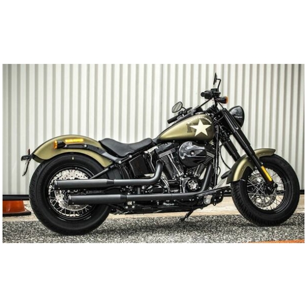 SLIP-ON 3" BLACK W/BLACK STRAIGHT END CAPS - Softail 07-17