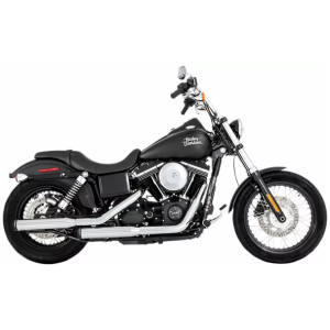MUFFLER SLIP-ON 3" CHROME W/BLACK STRAIGHT END CAPS - Dyna 06-17