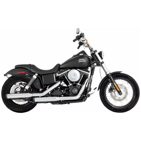 MUFFLER SLIP-ON 3" CHROME W/BLACK STRAIGHT END CAPS - Dyna 06-17