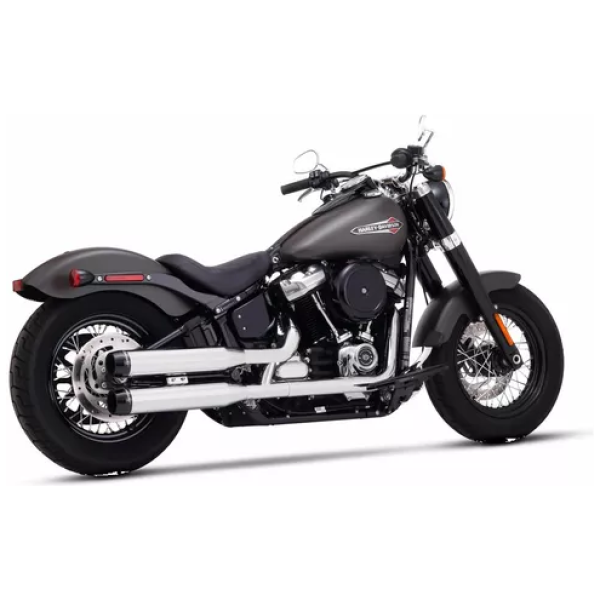 MUFFLER SLIP-ON 3.5" CHROME W/BLACK END CAPS  Softail 2018+