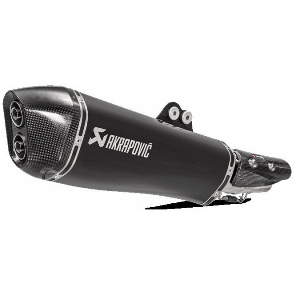 SLIP-ON LINE MUFFLER BLACK STAINLESS STEEL CARBON END CAP