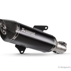 SLIP-ON LINE MUFFLER BLACK STAINLESS STEEL CARBON END CAP