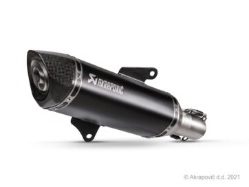 SLIP-ON LINE MUFFLER BLACK STAINLESS STEEL CARBON END CAP