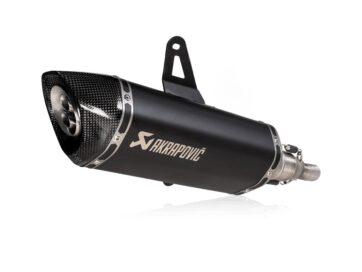 SLIP-ON LINE MUFFLER BLACK STAINLESS STEEL CARBON END CAP
