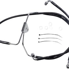 FRONT BRAKE LINE BLACK VINYL COATED STAINLESS STEEL EXTENDED 2"