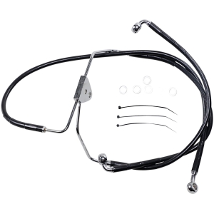 FRONT BRAKE LINE BLACK VINYL COATED STAINLESS STEEL EXTENDED 2"